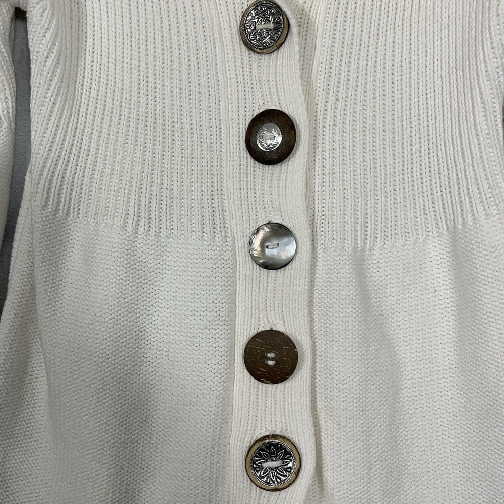 Soft Surroundings 3/4 Sleeve Chunky Cardigan Sweater Sz XS/S White Button Detail - Picture 2 of 9